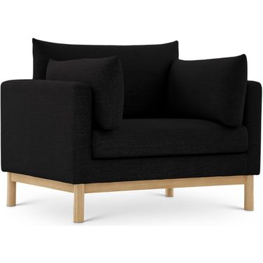 Langham Linen Textured Fabric Chair In Black