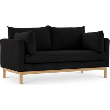 Langham Linen Textured Fabric Loveseat In Black