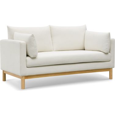 Langham Linen Textured Fabric Loveseat In Cream