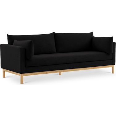 Langham Linen Textured Fabric Sofa In Black
