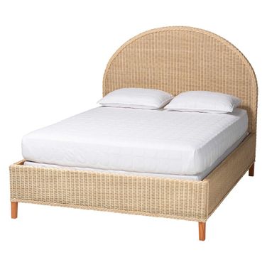 Lanica Braided Rattan Platform Queen Bed In Sun Bleached Rattan