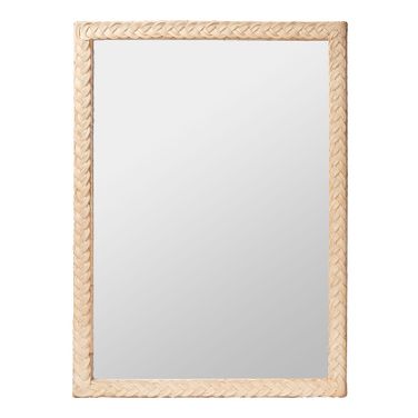 Lanica Sun Bleached Rattan Wall Mirror In Ivory