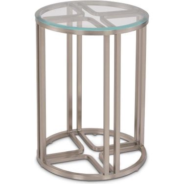 Lanterna Chairside Table In Silver Mist