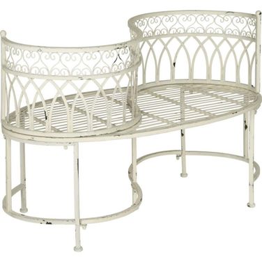 Lara Antique White Kissing Bench