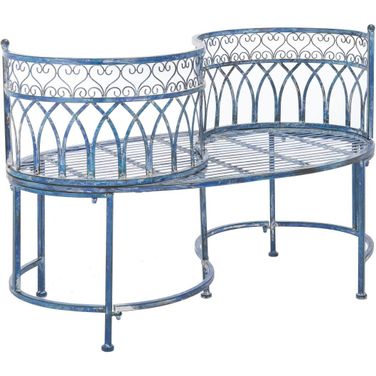 Lara Kissing Bench in Antique Blue