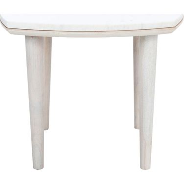Lara Marble Side Table in White Wash