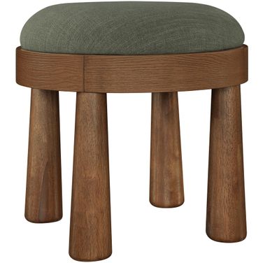 Larea Linen Textured Fabric Upholstered Ottoman In Olive