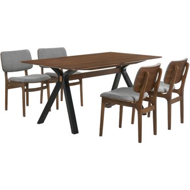 Laredo and Lima 5-Piece Walnut Rectangular Dining Set