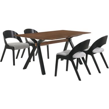 Laredo and Polly 5-Piece Black Rectangular Dining Set