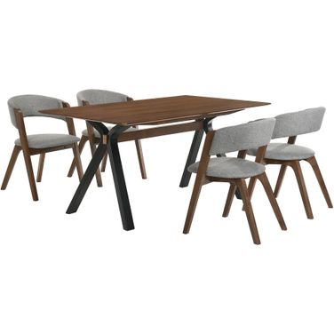 Laredo and Rowan 5-Piece Walnut Rectangular Dining Set