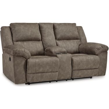 Laresview Reclining Loveseat with Console In Fossil