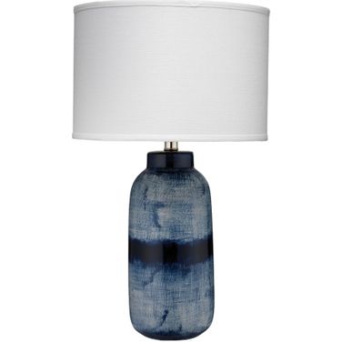 Large Batik Table Lamp In Blue and White
