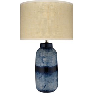 Large Batik Table Lamp In Blue and Beige
