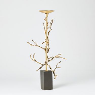Large Twig Candle Holder In Brass