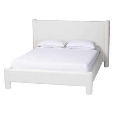 Laria Teddy Bear Fabric King Platform Bed In White
