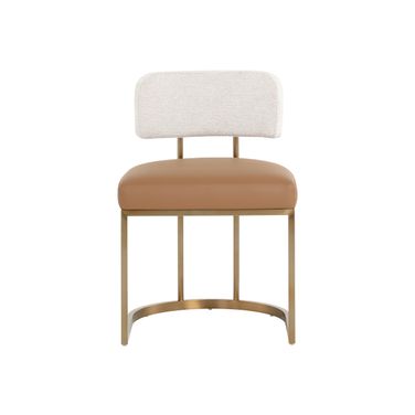 Larissa Dining Chair In Napa Cognac and Rhea Light Barley