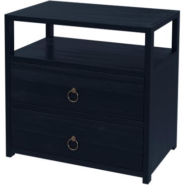 Lark 2 Drawer Wide Nightstand In Navy Blue