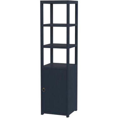 Lark 3-Tier 1 Door Narrow Etagere Bookcase In Navy Blue