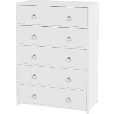 Lark 5 Drawer Dresser In White