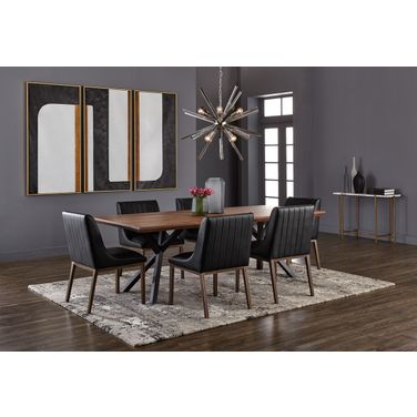 Lark 94 Inch Lark Dining Room Set In Black and Brown