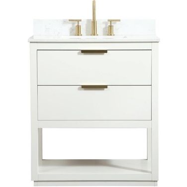 Larkin 30 Inch Single Bathroom Vanity In White With Backsplash