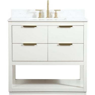 Larkin 36 Inch Single Bathroom Vanity In White With Backsplash