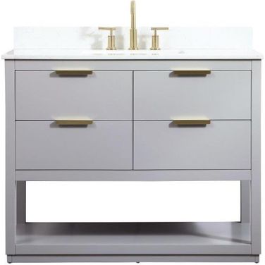 Larkin 42 Inch Single Bathroom Vanity In Grey With Backsplash