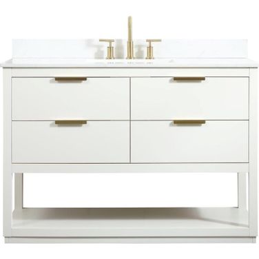 Larkin 48 Inch Single Bathroom Vanity In White With Backsplash