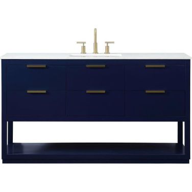 Larkin 60 Inch Single Bathroom Vanity In Blue
