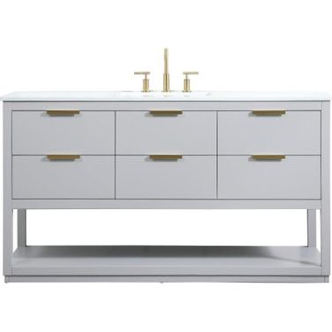 Larkin 60 Inch Single Bathroom Vanity In Grey