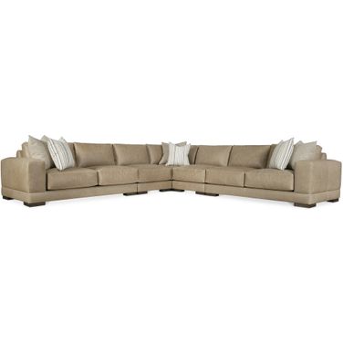 Lars Leather 5-Piece Sectional In Tan