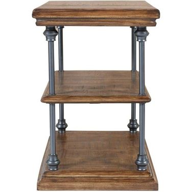 Larson Chairside End Table with Storage In Distressed Brown