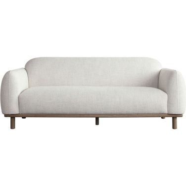Larson Sofa In Light Barley Polyester Fabric with Wood Trim and Leg