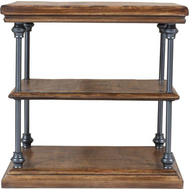 Larson Square End Table with Storage Shelves In Distressed Brown