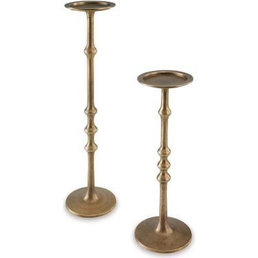 Larwick Candle Holder Set of 2 In Antique Brass
