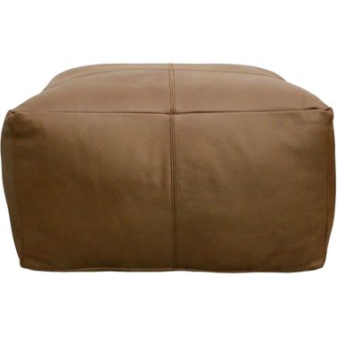Lash Java Leather Pouf In Dark Brown