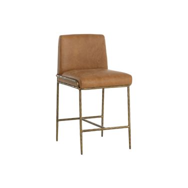 Lathan Counter Stool In Tan Leather