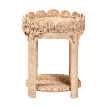 Latoya 2-Tier Natural Rattan End Table In Natural Brown