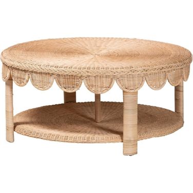 Latoya Handwoven Rattan Coffee Table In Natural Brown
