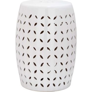 Lattice White Petal Garden Stool