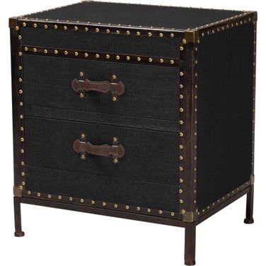 Laura Canvas 2 Drawer End Table Trunk In Black and Brown