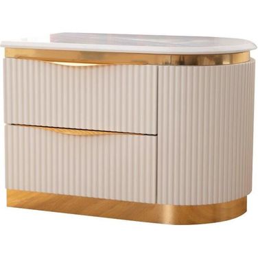 Laura Gold Detailed Right Nightstand Made With Wood In White