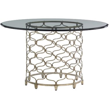 Laurel Canyon Bollinger Round Dining Table with 54 Inch Glass Top In Carrillo