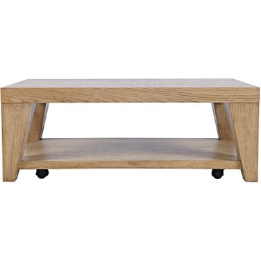 Laurel Creek 50 Inch Coffee Table with Storage Shelf and Hidden Casters In Natural
