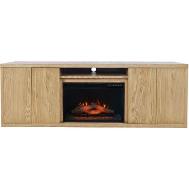 Laurel Creek 78 Inch Electric LED Fireplace with Storage In Natural and Brown
