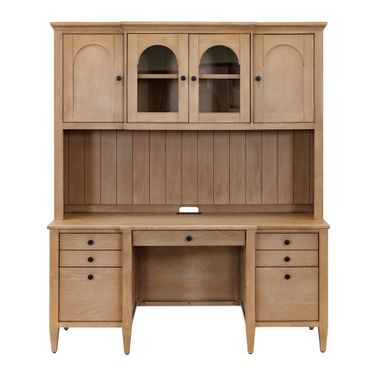 Laurel Modern Wood Credenza and Hutch In Light Brown