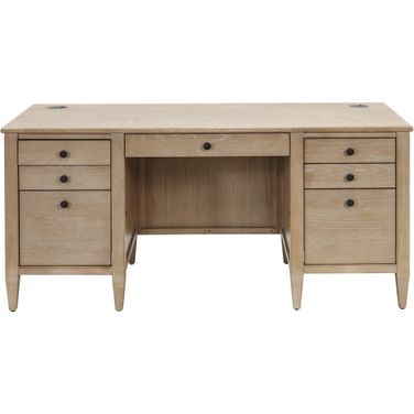 Laurel Modern Wood Double Pedestal Desk In Light Brown