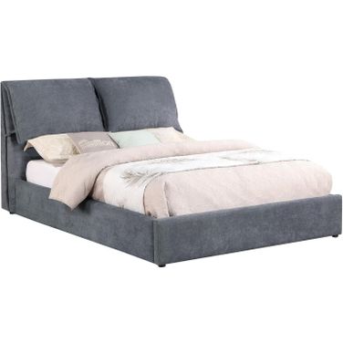 Laurel Upholstered Eastern King Platform Bed with Pillow Headboard Charcoal Grey