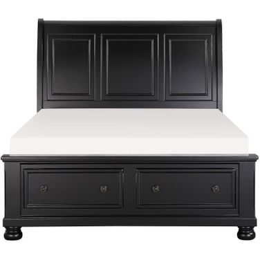 Laurelin Black King Sleigh Storage Bed