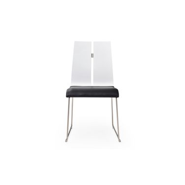 Lauren Faux Leather Dining Chair Set of 2 In Black and White